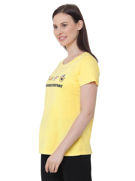 SOIE Woman - Half Sleeve Printed Soft Cotton Modal Lounge T-shirt - -for Women