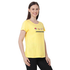 SOIE Woman - Half Sleeve Printed Soft Cotton Modal Lounge T-shirt - -for Women