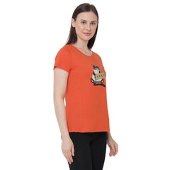 SOIE Woman - Half Sleeve Printed Soft Cotton Modal Lounge T-shirt - -for Women