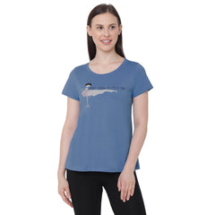 SOIE Woman - Half Sleeve Printed Soft Cotton Modal Lounge T-shirt - -for Women