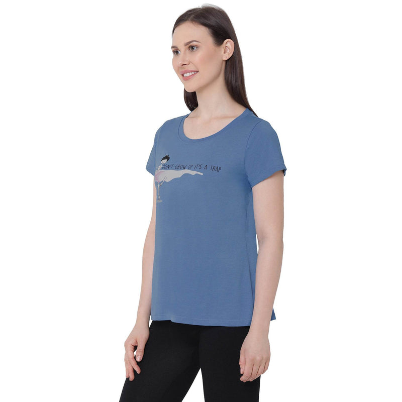 SOIE Woman - Half Sleeve Printed Soft Cotton Modal Lounge T-shirt - -for Women