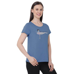 SOIE Woman - Half Sleeve Printed Soft Cotton Modal Lounge T-shirt - -for Women