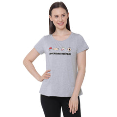 SOIE Woman - Half Sleeve Printed Soft Cotton Modal Lounge T-shirt - -for Women