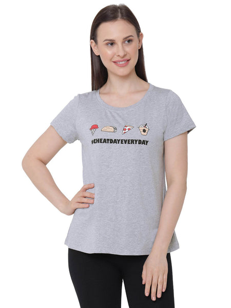 SOIE Woman - Half Sleeve Printed Soft Cotton Modal Lounge T-shirt - -for Women