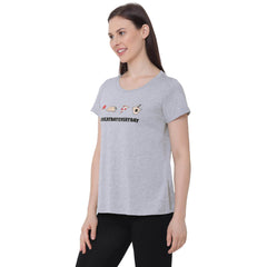 SOIE Woman - Half Sleeve Printed Soft Cotton Modal Lounge T-shirt - -for Women
