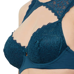SOIE Woman - Medium Coverage Non Padded Wired Demi Cup Bra with Detachable Lace Harness - Bra -for Women