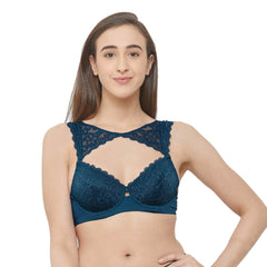 SOIE Woman - Medium Coverage Non Padded Wired Demi Cup Bra with Detachable Lace Harness - Bra -for Women