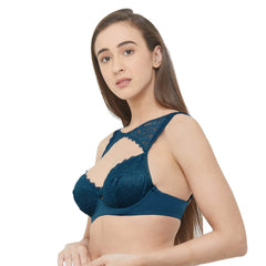 SOIE Woman - Medium Coverage Non Padded Wired Demi Cup Bra with Detachable Lace Harness - Bra -for Women