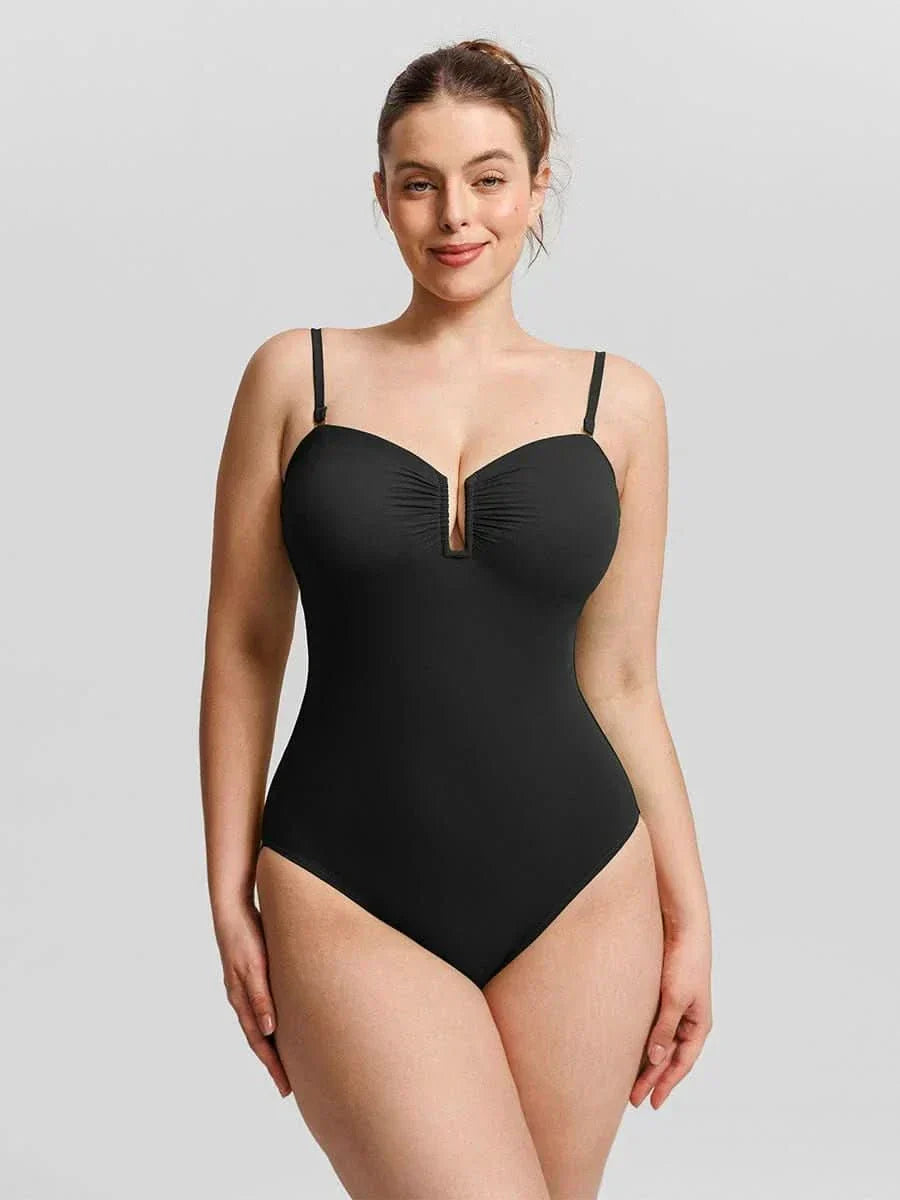 U Wire Mesh Tummy Control Swimsuit