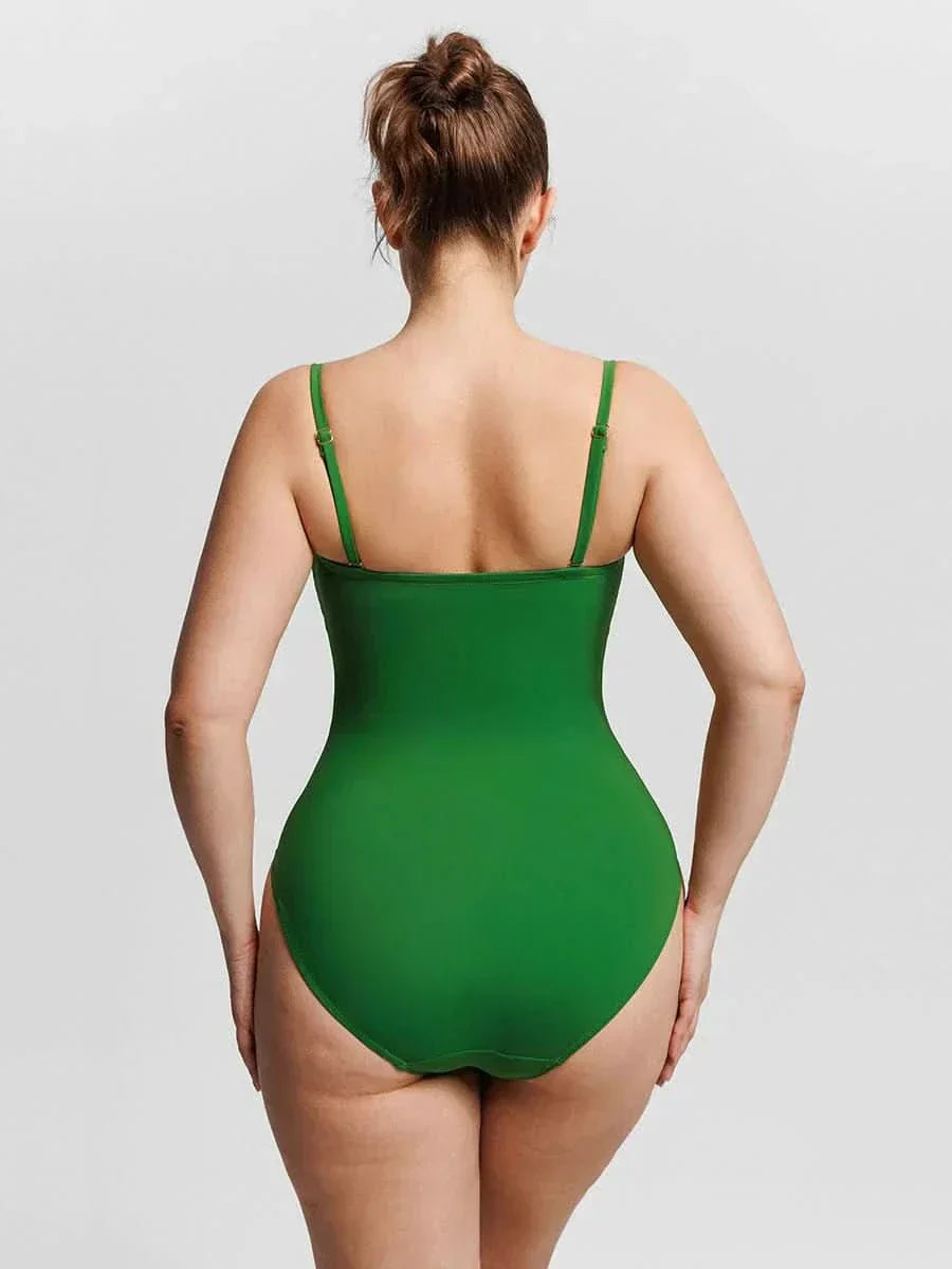 U Wire Mesh Tummy Control Swimsuit