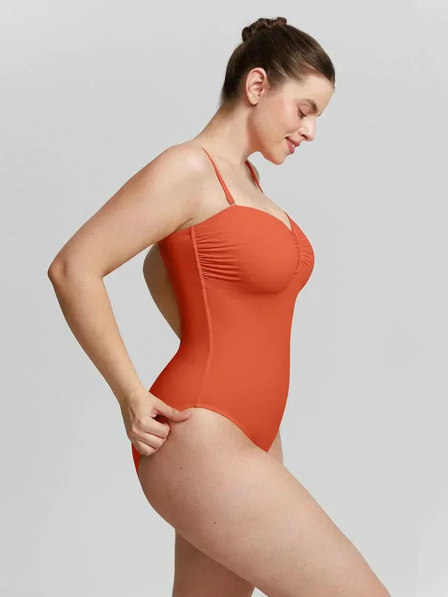 U Wire Mesh Tummy Control Swimsuit