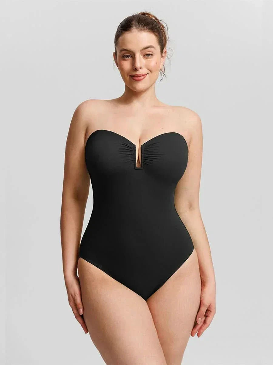 U Wire Mesh Tummy Control Swimsuit