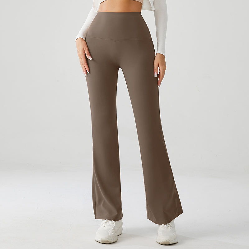 Sandy Brown High Rise Flare Yoga Pants
