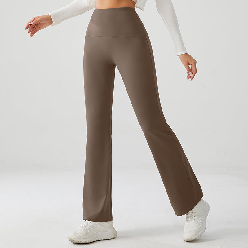 Sandy Brown High Rise Flare Yoga Pants