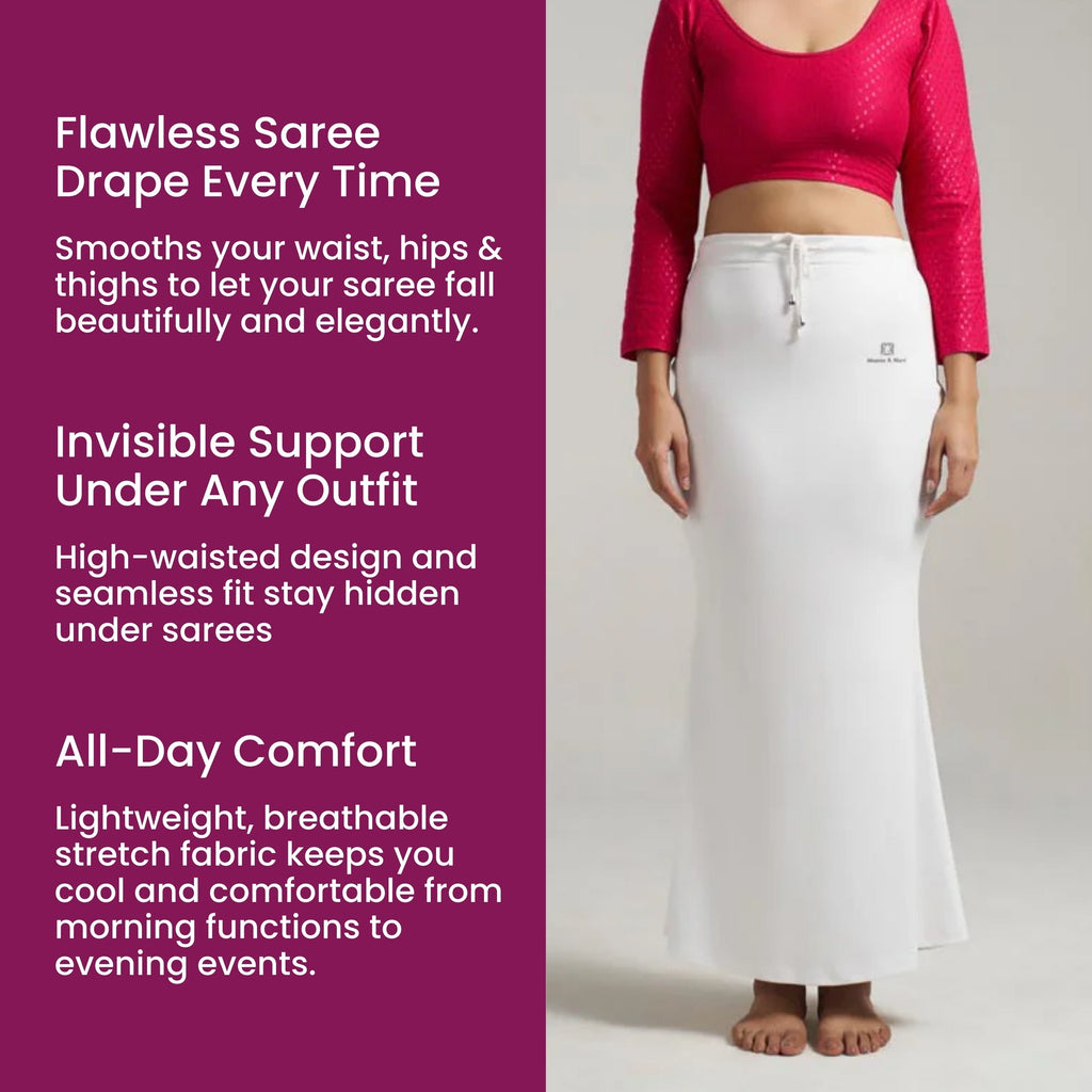 Munns & Mars Saree Shapewear Polyester Fish Cut - White