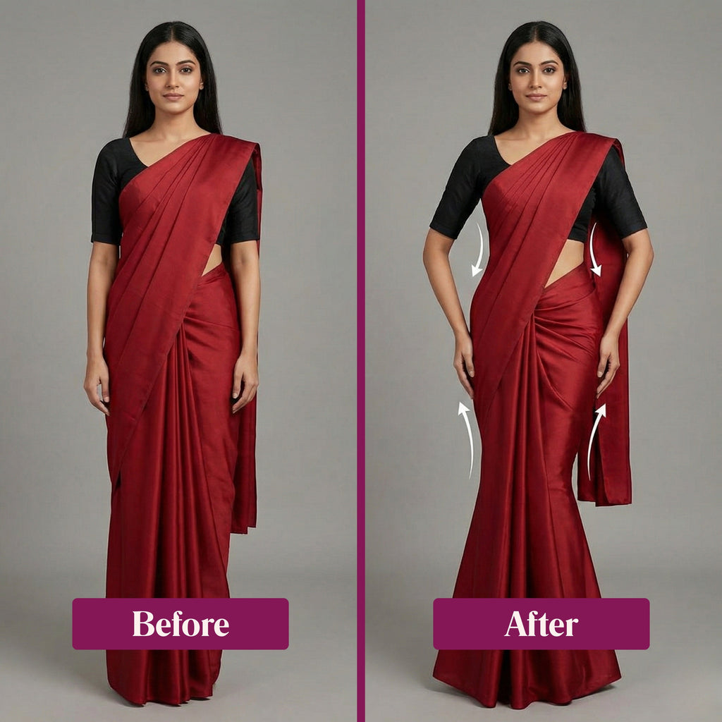 Munns & Mars Saree Shapewear Polyester Fish Cut - Wine