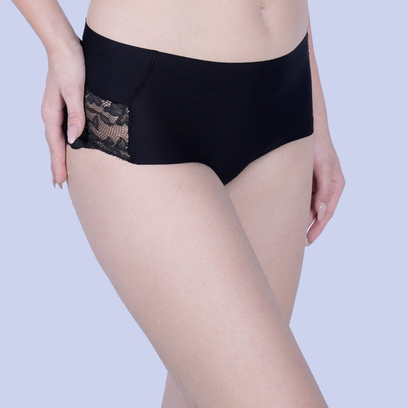 SOIE Woman - Seamless Mid Waist Full Coverage Lace Brief - Panty -for Women