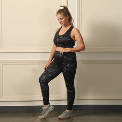 SOIE Woman - Quick-Dry Printed Sports Bra & High Waist Legging Set - Athleisure Set -for Women