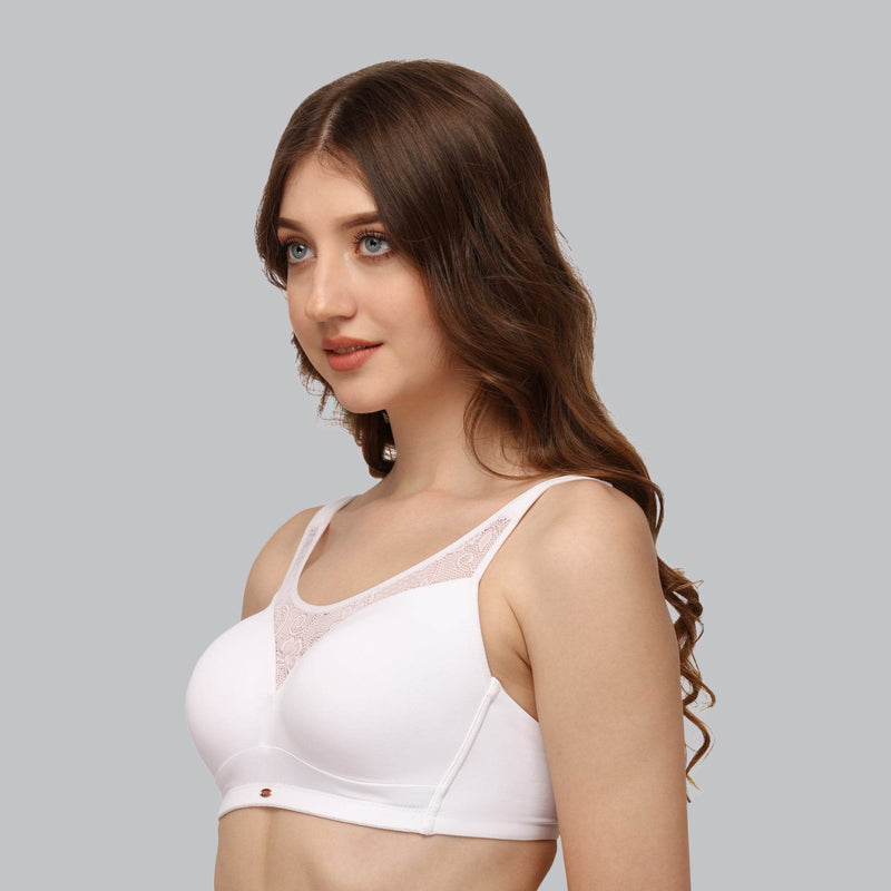 SOIE Woman - Full Coverage Padded Non Wired Bra With Lace Detailing - Bra -for Women
