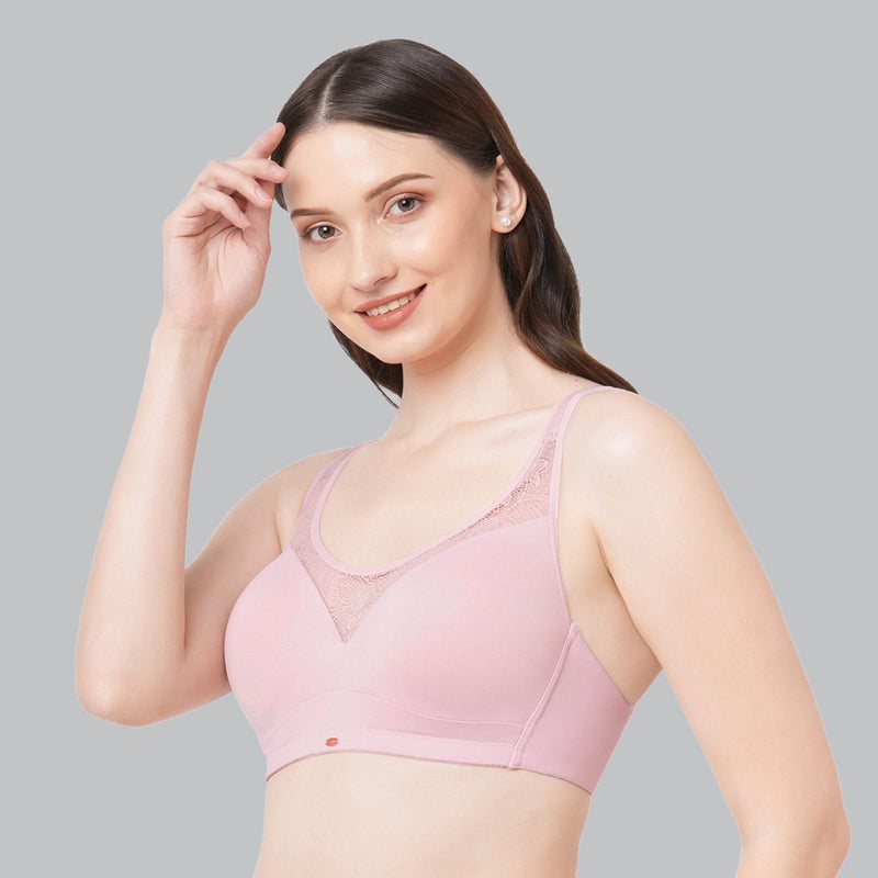 SOIE Woman - Full Coverage Padded Non Wired Bra With Lace Detailing - Bra -for Women