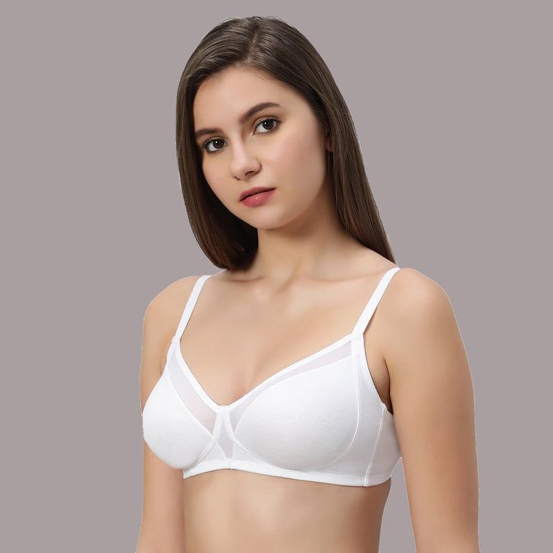 Non Padded Non Wired Medium Coverage Cotton Spandex Bra