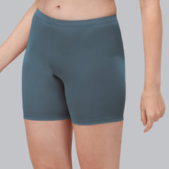 Solid Polyamide Spandex Mid Thigh Length Cycling Shorts