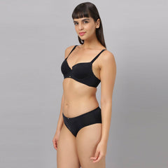 SOIE Woman - Medium Coverage Padded Wired T-shirt Bra with High Rise Full Coverage Brief - -for Women
