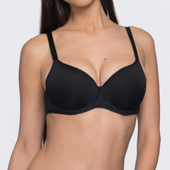 Aveline black seamless bra back view – soft comfortable bra for everyday wear by YOBO