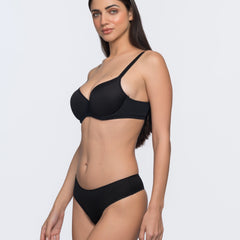 Aveline black full coverage bra detail – premium comfortable bra made in Europe by YOBO