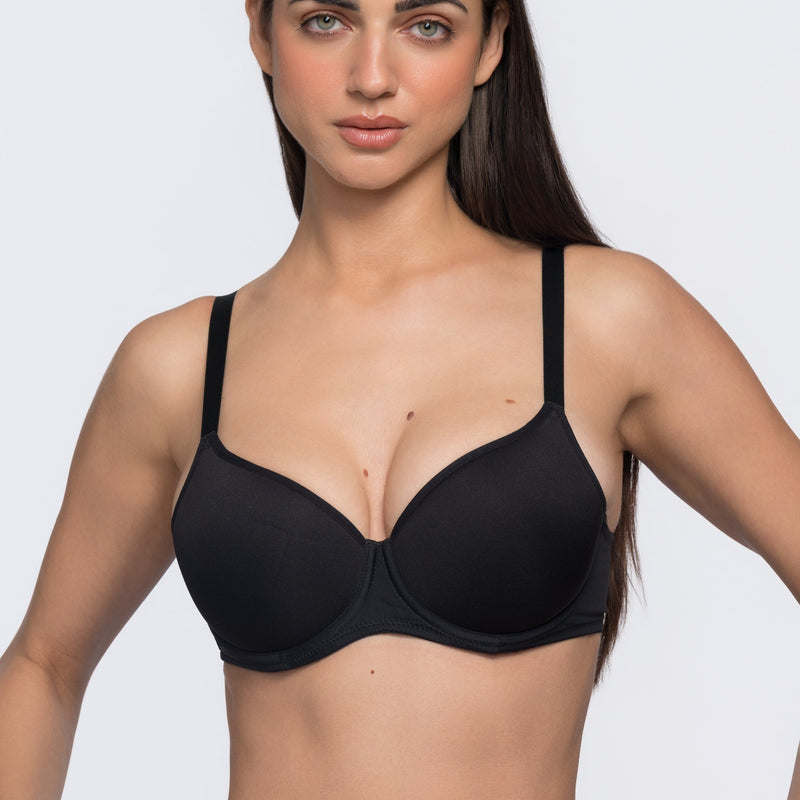 Aveline black spacer bra side profile – most comfortable womens bra seamless fit by YOBO