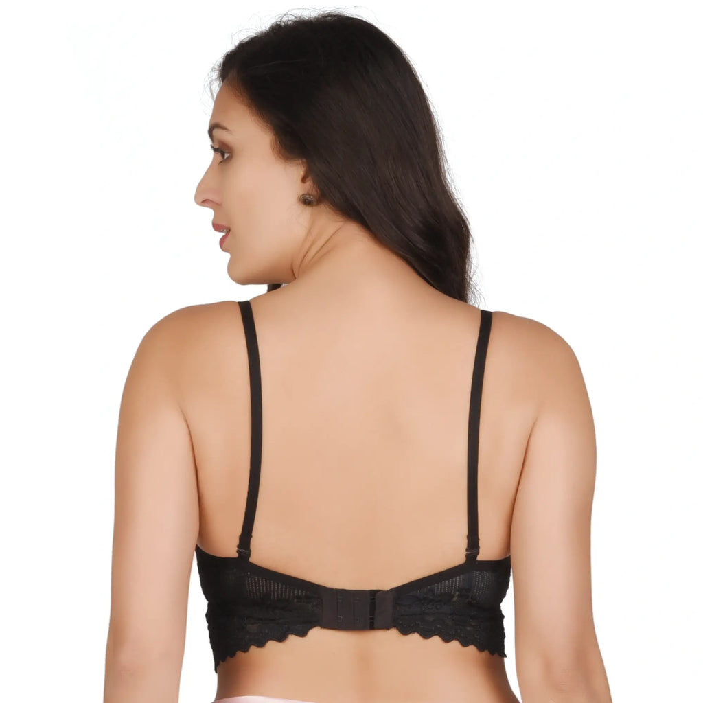 Bridal Lace Padded  Bra | Black