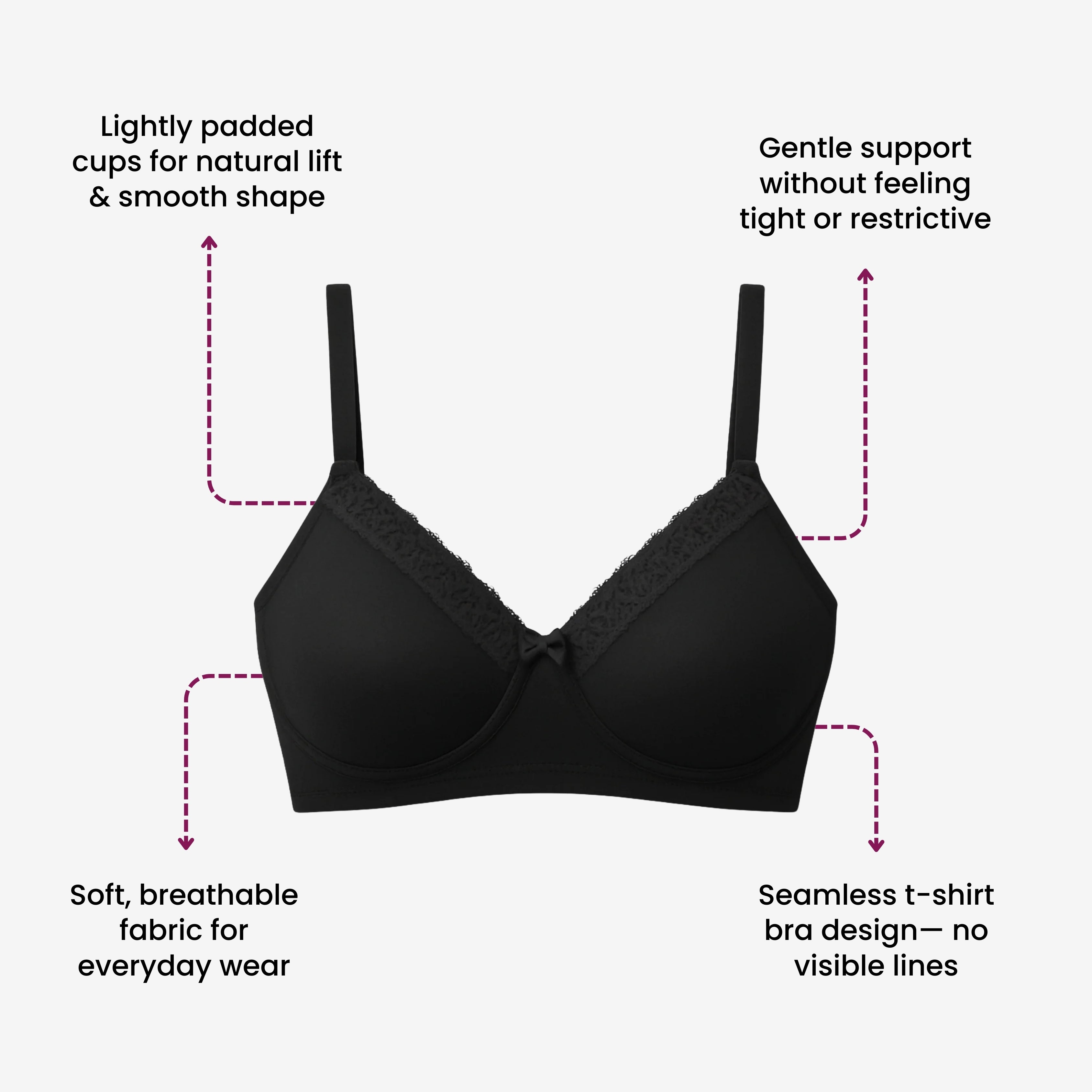 Munns & Mars Lingeries Set- T-shirt Bra (Black) & Full Coverage Panty (Beige)