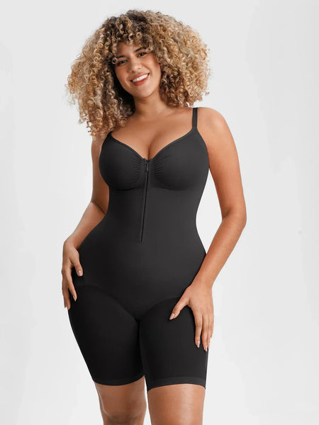 Tummy Control Seamless Mid Thigh Zipper Bodysuit