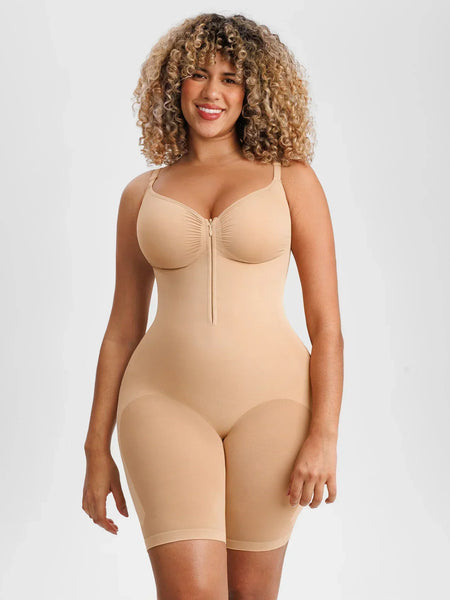 Tummy Control Seamless Mid Thigh Zipper Bodysuit