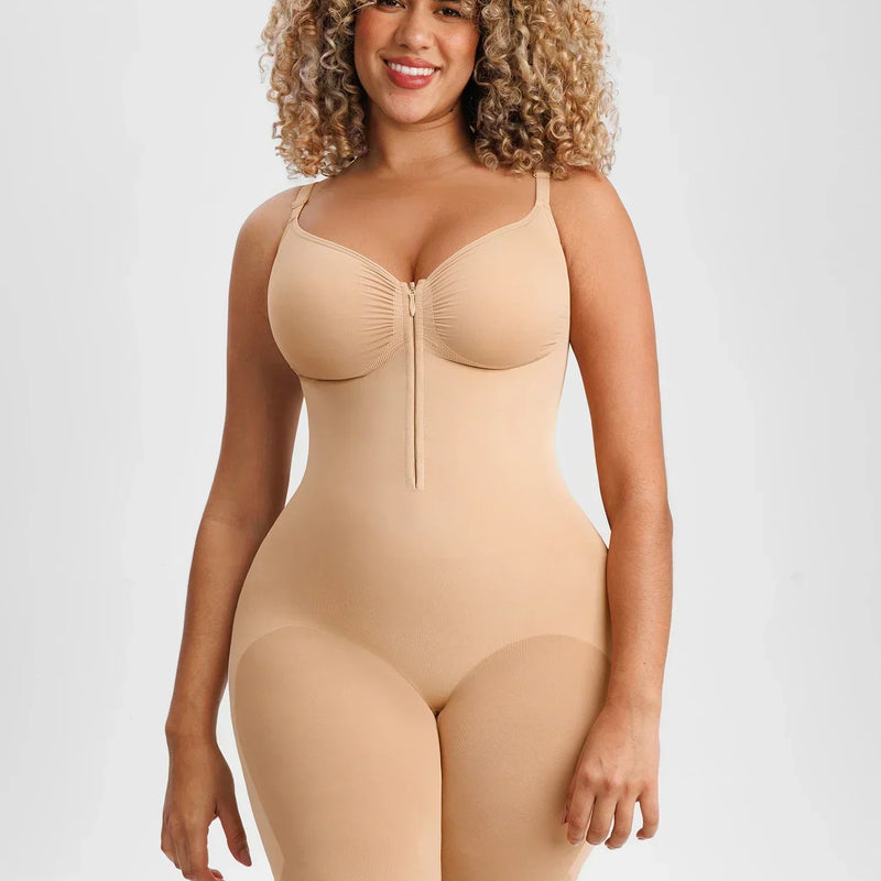 Tummy Control Seamless Mid Thigh Zipper Bodysuit
