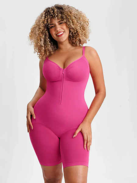 Tummy Control Seamless Mid Thigh Zipper Bodysuit