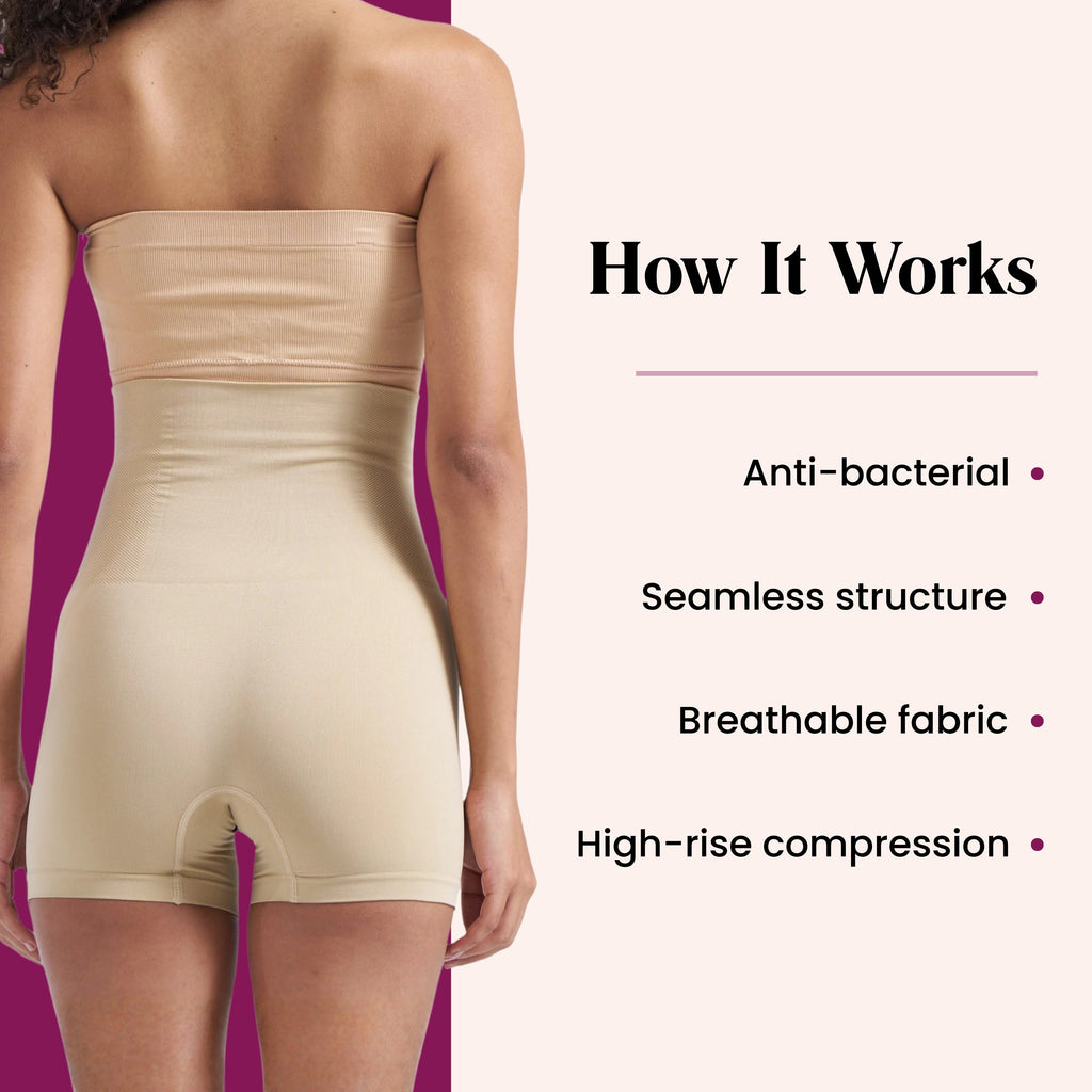 Munns & Mars Bundle of Seamless Non-Padded Tube Bra-Beige And Tummy & Thigh Shorts-Beige