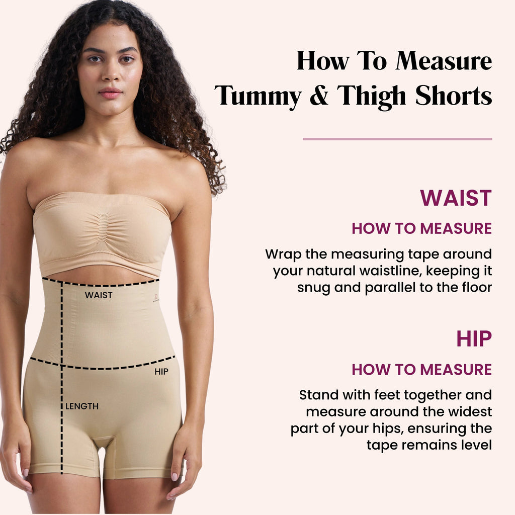 Munns & Mars Bundle of Seamless Non-Padded Tube Bra-Black And Tummy & Thigh Short-Beige