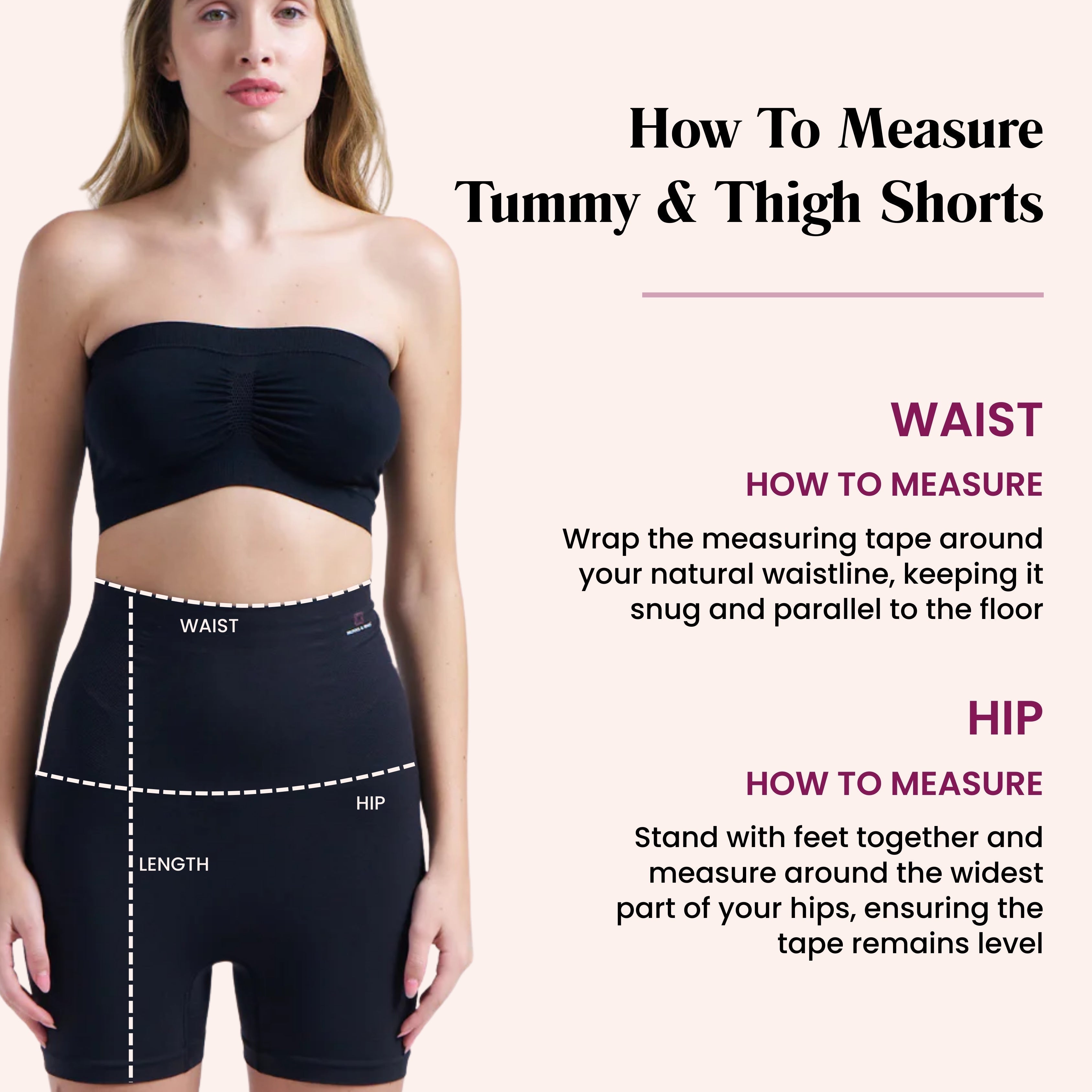 Munns & Mars Bundle of Seamless Non-Padded Tube Bra-Black And Tummy & Thigh Short-Black