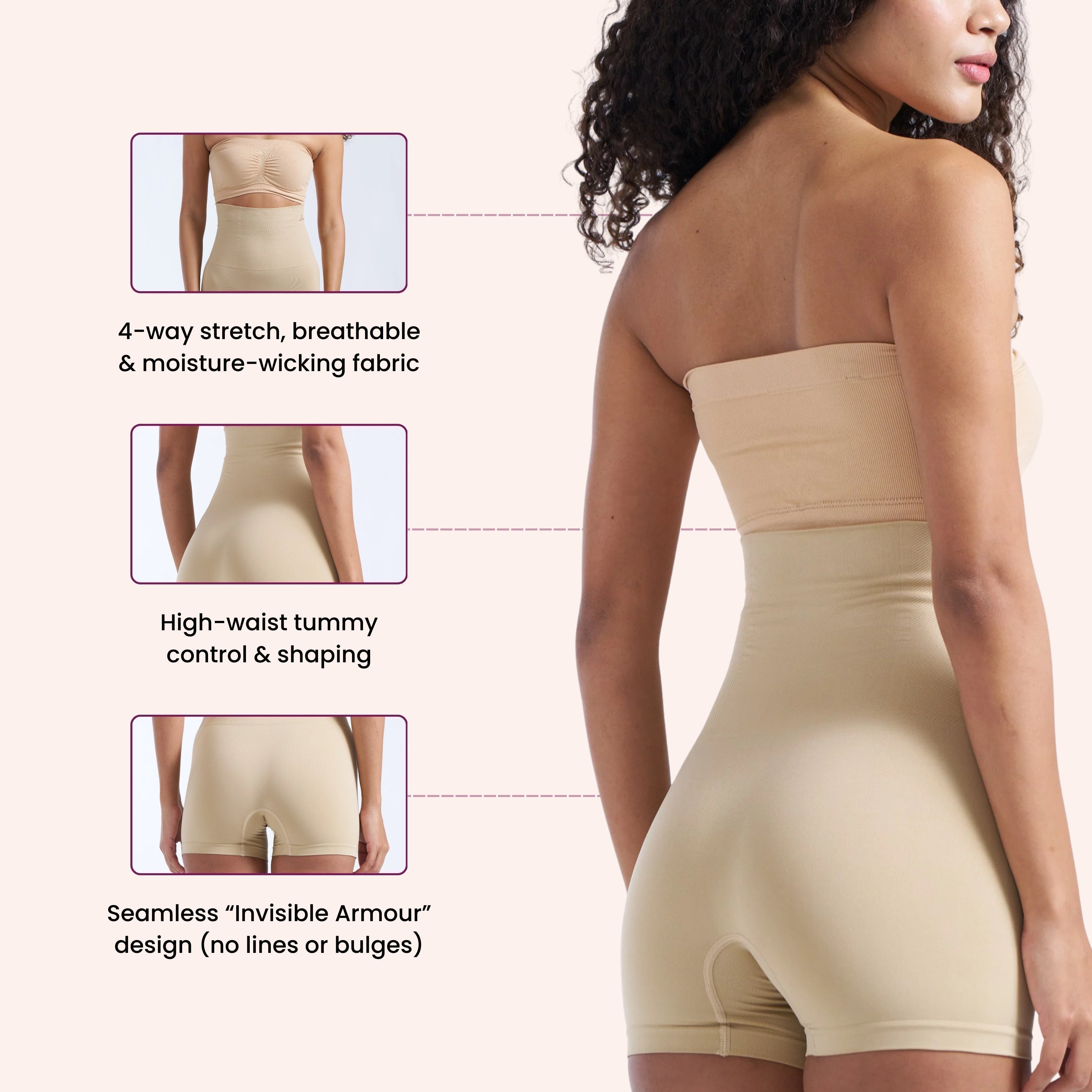 Munns & Mars Bundle of Seamless Non-Padded Tube Bra And Tummy & Thigh Shorts