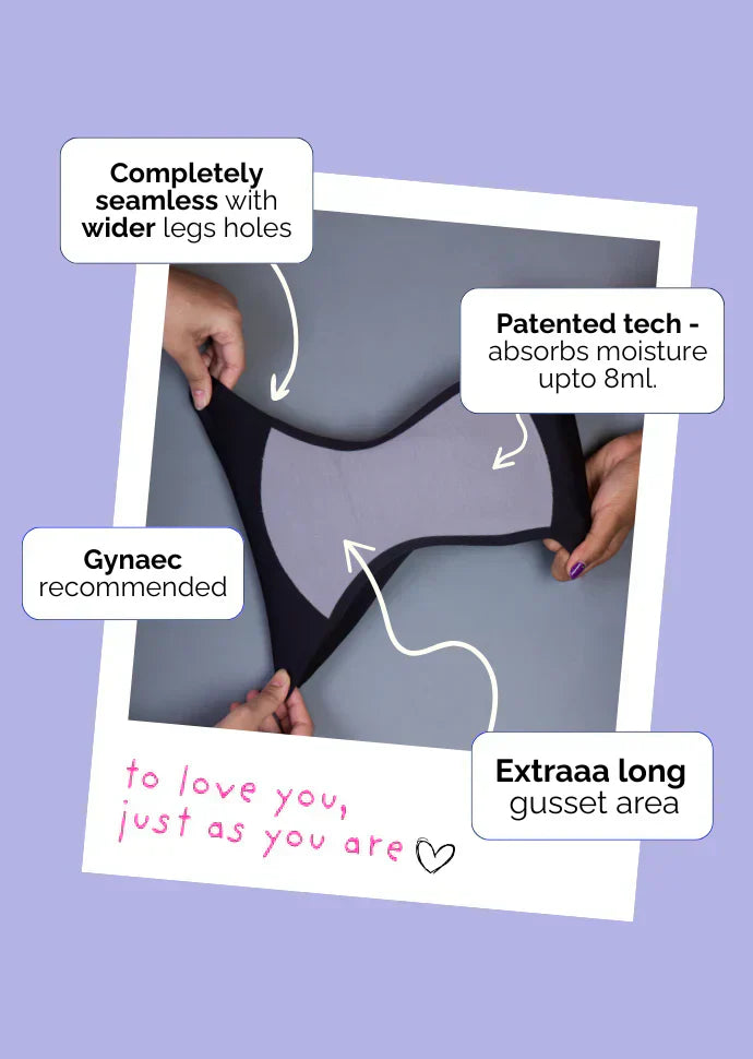 Product advertisement with text highlighting features on a purple background