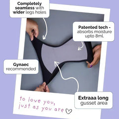 Product advertisement with text highlighting features on a purple background