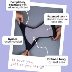 Product advertisement with text highlighting features on a purple background