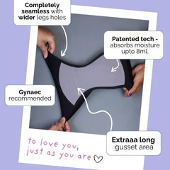 Product advertisement with text highlighting features on a purple background