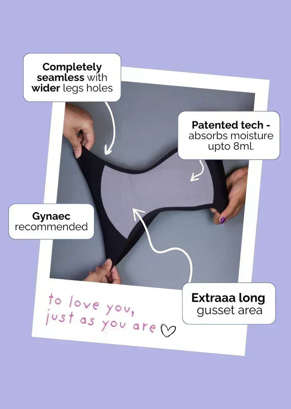 Product advertisement with text highlighting features on a purple background