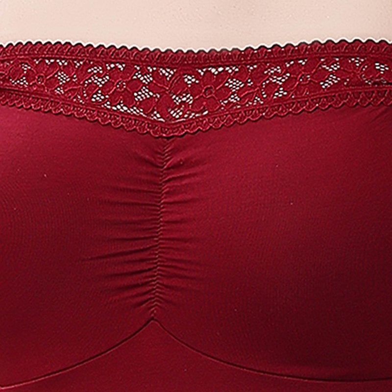 SOIE Woman - Non Wired Micro Modal Stretch Lacy Bandeau Bra with Removable Pads and Detachable Straps - Lacy Bra -for Women