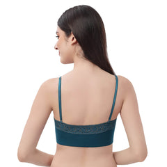SOIE Woman - Non Wired Micro Modal Stretch Lacy Bandeau Bra with Removable Pads and Detachable Straps - Lacy Bra -for Women