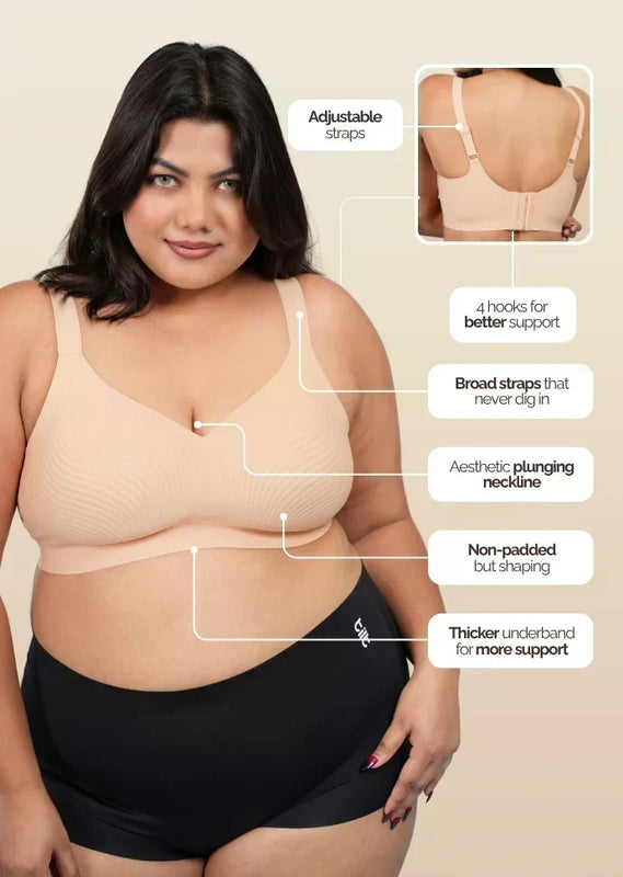 Set - Nude Wave Bra and Black Shaper Underwear