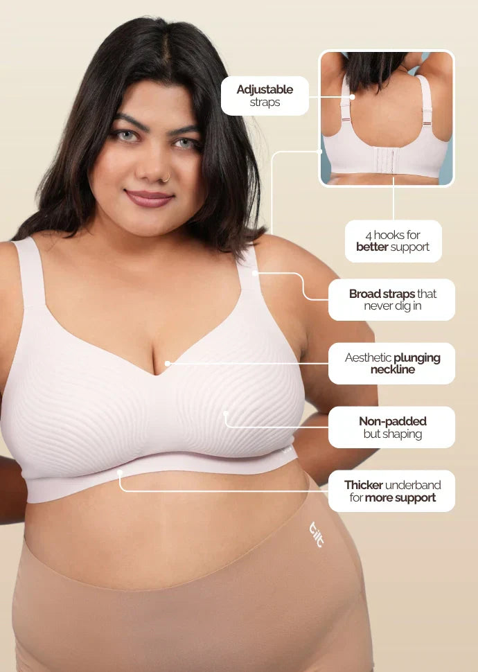 Set - Blush Wave Bra and Beige Shaper Underwear