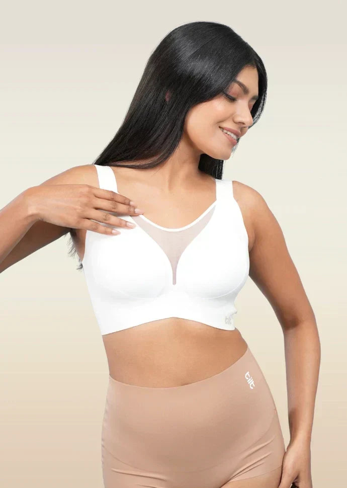 Set - White Minimiser Bra and Beige Shaper Underwear